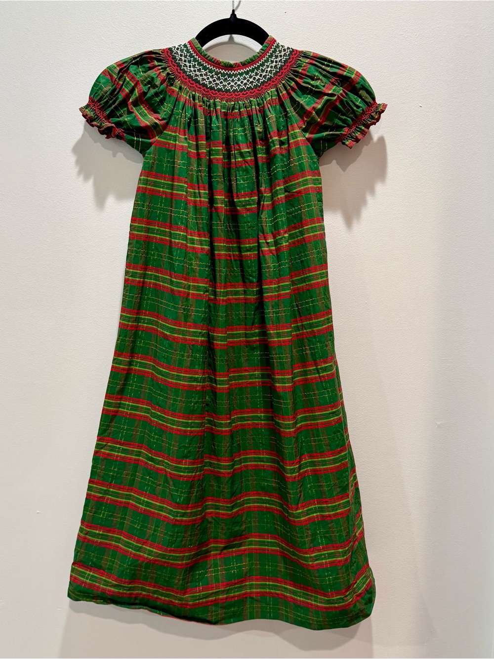 Carousel Wear Smocked Christmas Bishop Dress Size 8 Red Green Plaid Holiday